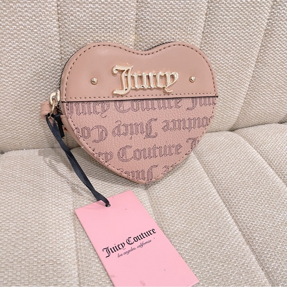 NEW Juicy Couture French Latte Cool Collar Heart Zip Around Gothic‎ Logo - Picture 2 of 4
